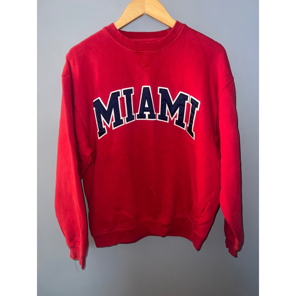 Gear For Sports Big Cotton Miami Spellout Sweatshirt Red Crewneck Mens Small